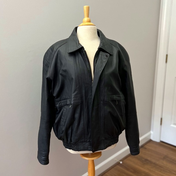 Hind Other - Vintage Hind Leather Bomber Aviator Heavy Jacket w Removable Fur Lining Sz XL
